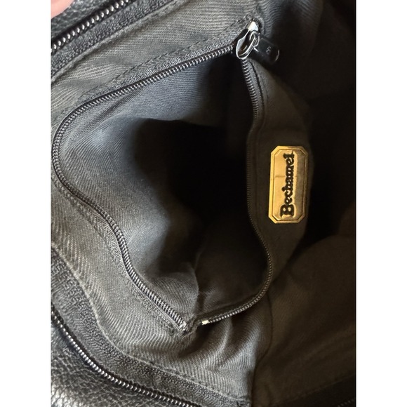 Bechamel Black Leather Crossbody Handbag Brass Hardware Western Purse Vintage - Picture 13 of 14